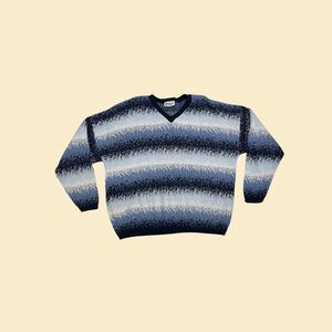 Vintage 80s Spunky sweater, size 2X geometric blue acrylic USA knit pullover